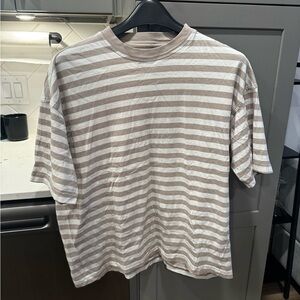 H&M oversized Beige and White Striped Tee